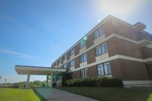 Buchanan Hall main entrance — Avila University residence hall