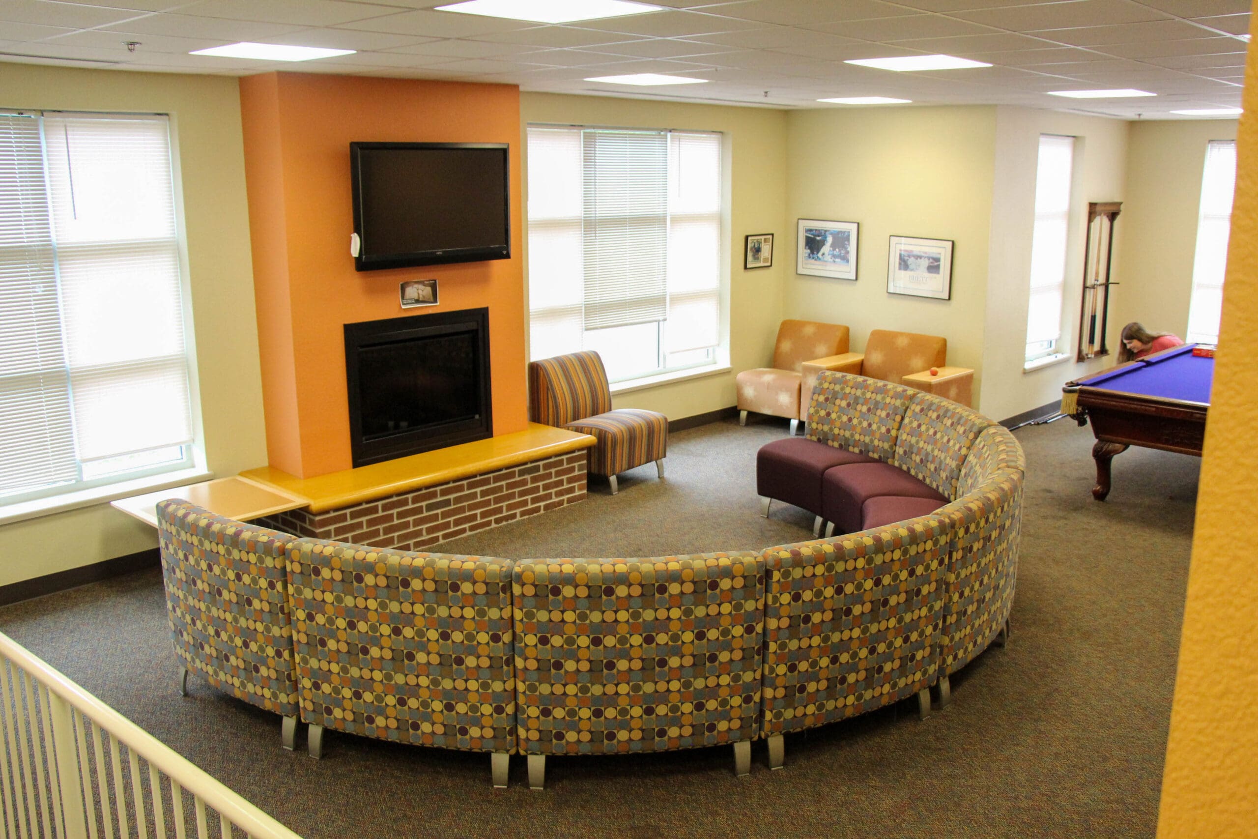 Wylie Hall lounge area with open floor space