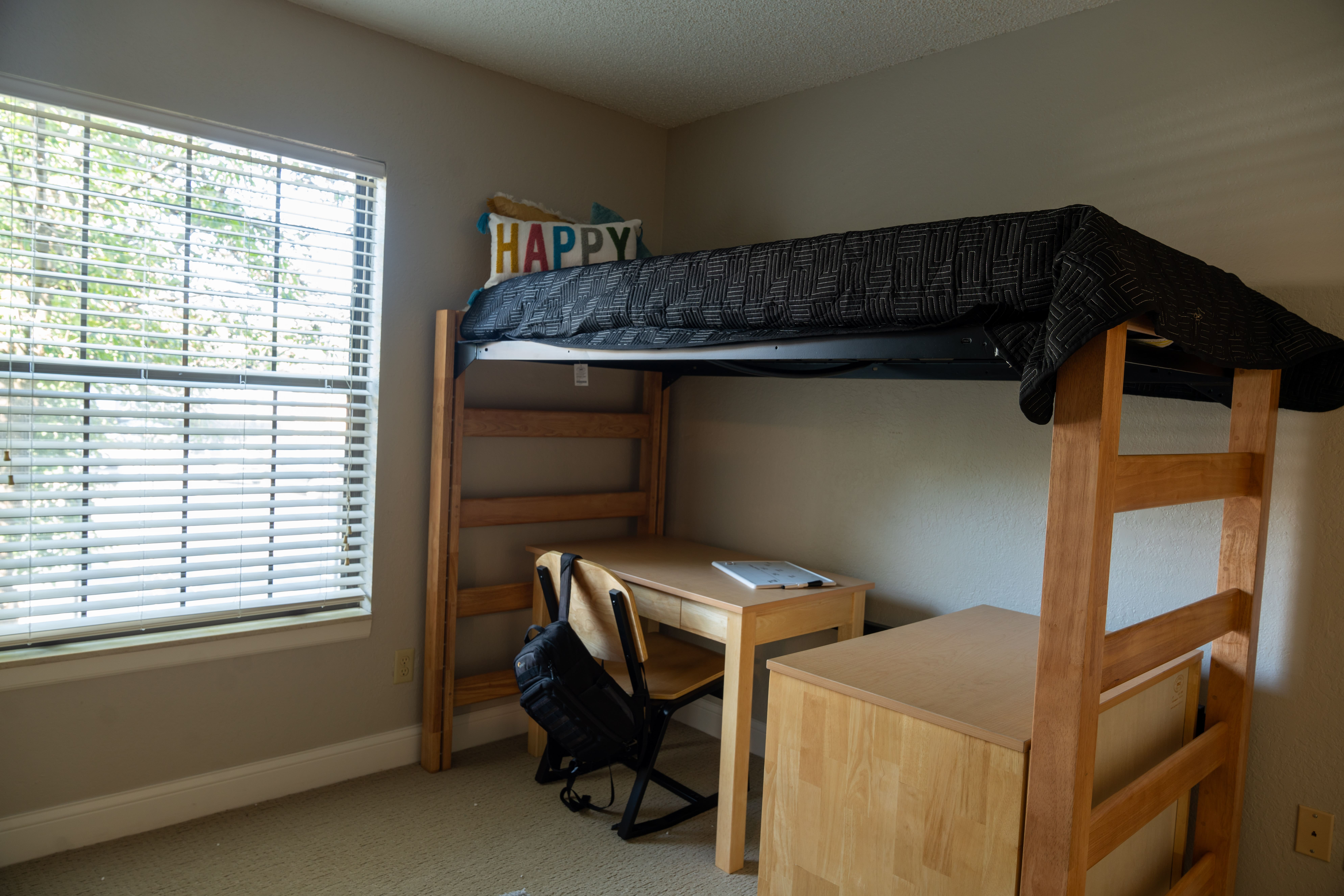 Shared student housing kitchen and living area