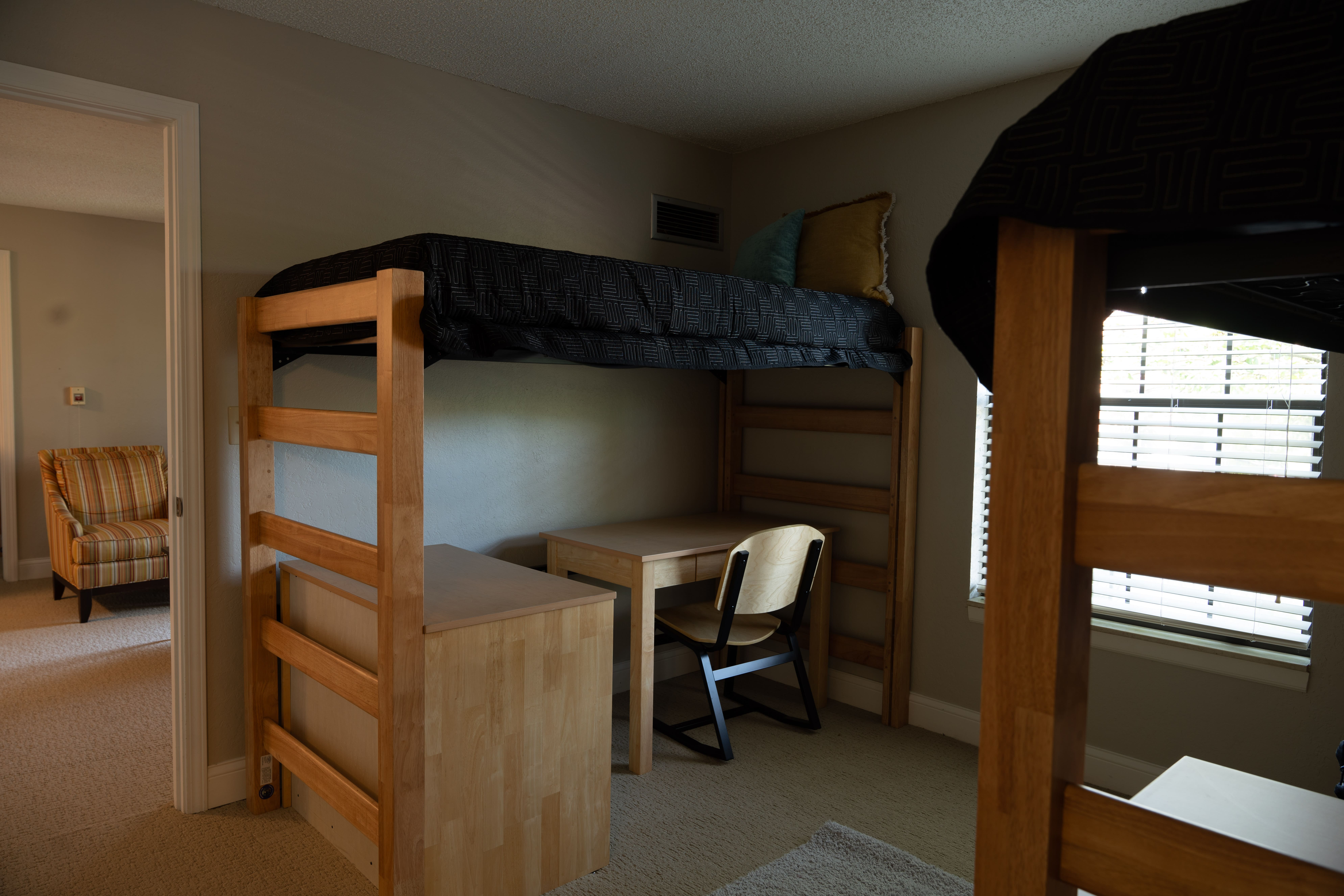 Shared student housing kitchen and living area